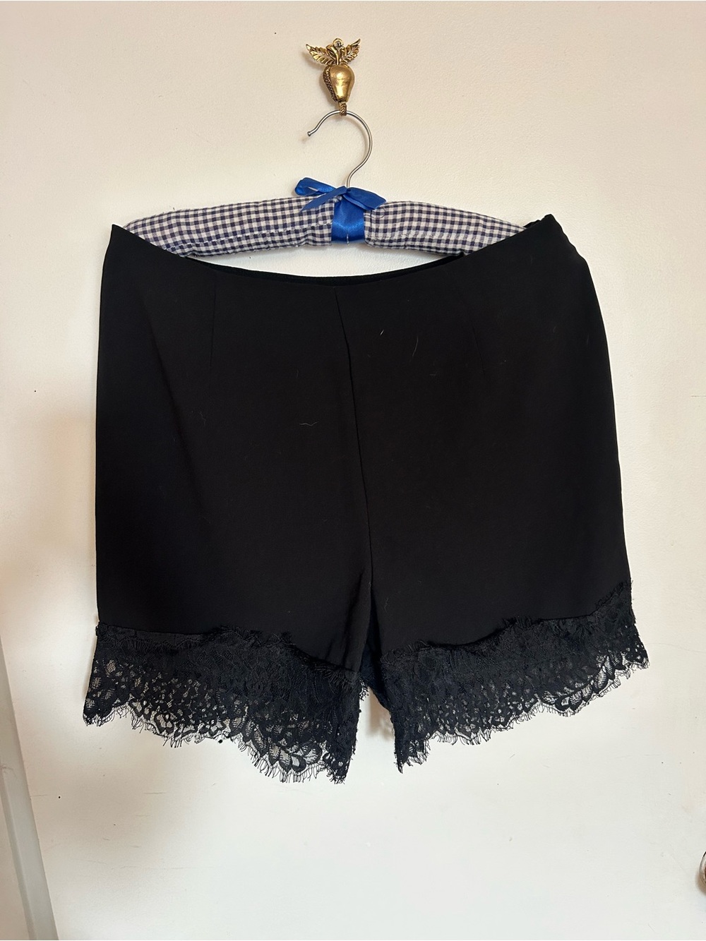 Womens Black dress shorts with Lace Trim size 8/10